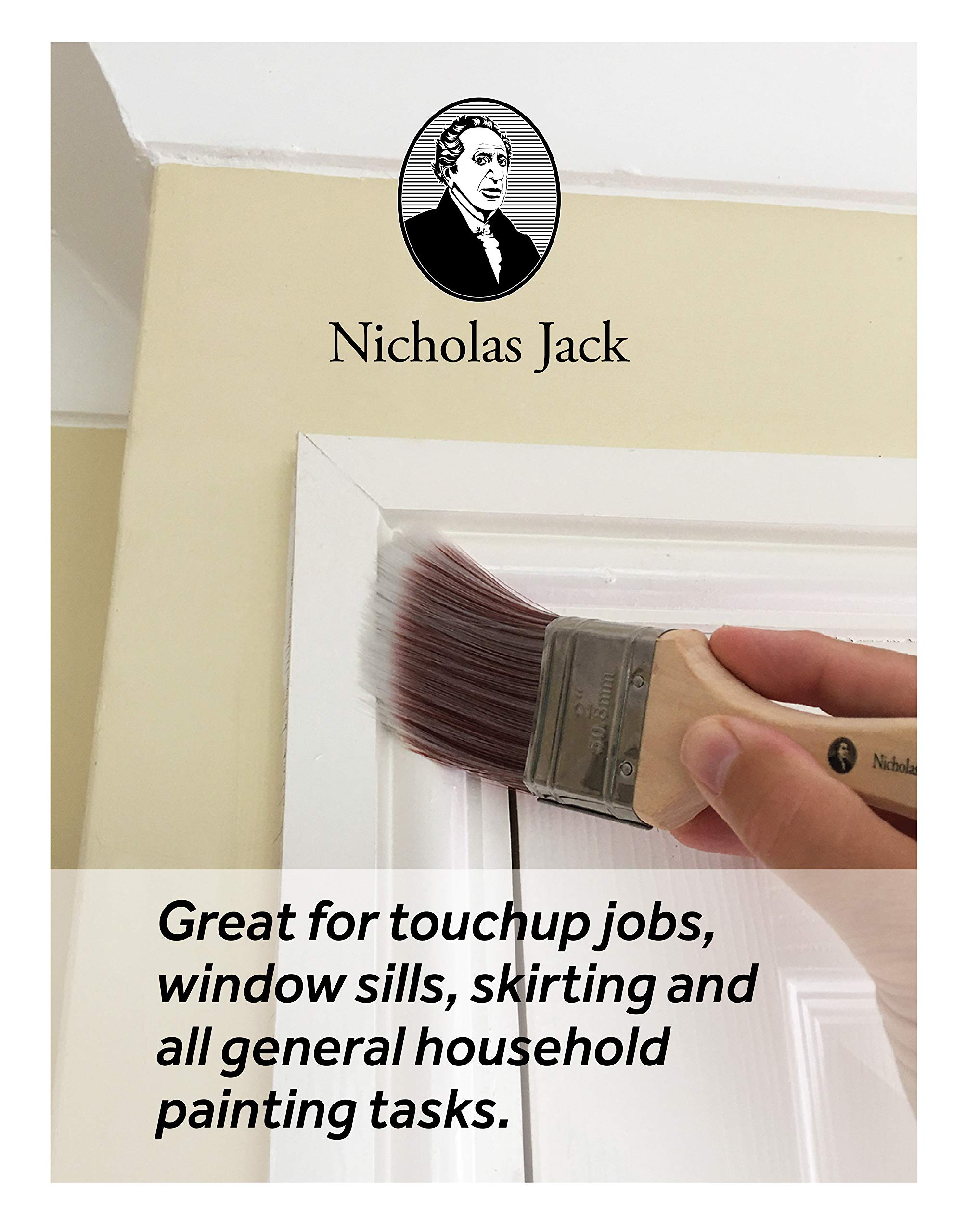 Nicholas Jack Cutting In Paint Brush 2 inches 50mm Angled Paint Brush For Cutting In and Edging Corners while Painting and Decorating