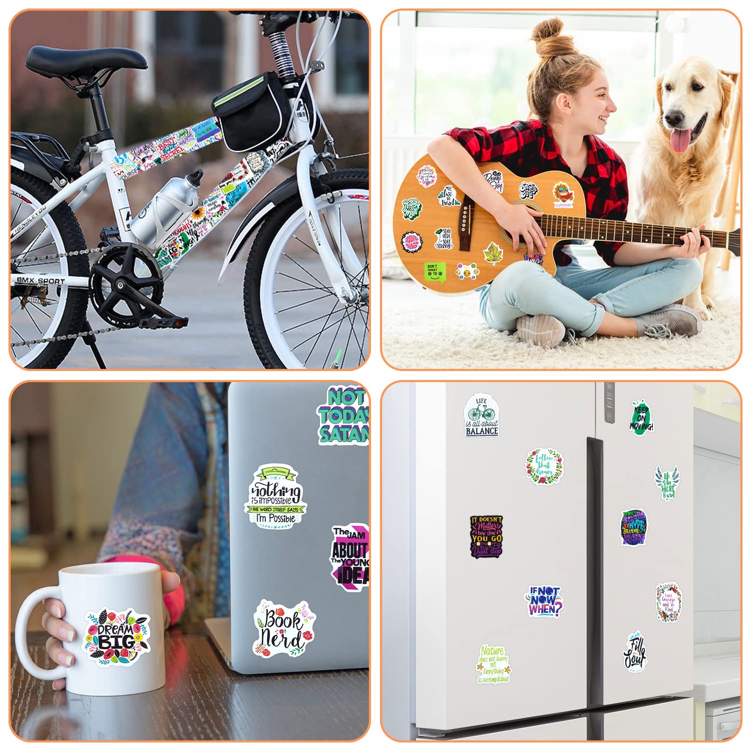 Stickers 100 Pcs Inspirational Quotes Sticker Pack, Positive Affirmation Motivational Phrase Stickers, Waterproof Vinyl Stickers for Laptop Scrapbook Skateboard Journal Suitcase Phone Bike Macbook etc