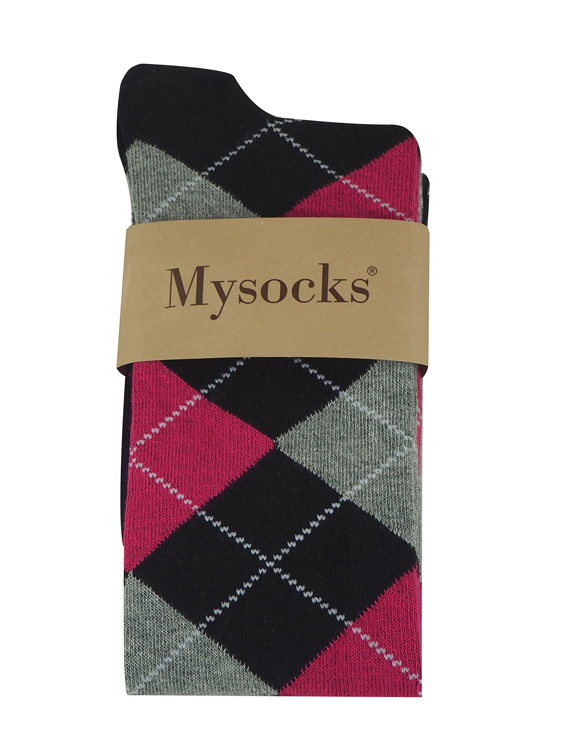 Mysocks Knee High Socks for Women and Men - Breathable Combed Cotton Seamless Toe Argyle Unisex Long Socks - Casual Knee Length Golf Socks