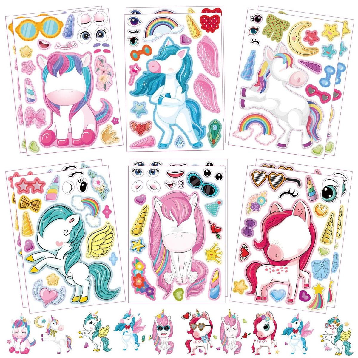 12 Sheets Stickers for Kids DIY Make Unicorn Stickers,Art Craft Make Your Own Personalized Stickers for Birthday Party Supplies Party Bag Filler Favors Stickers for Boys Girls (DIY Unicorn Stickers)