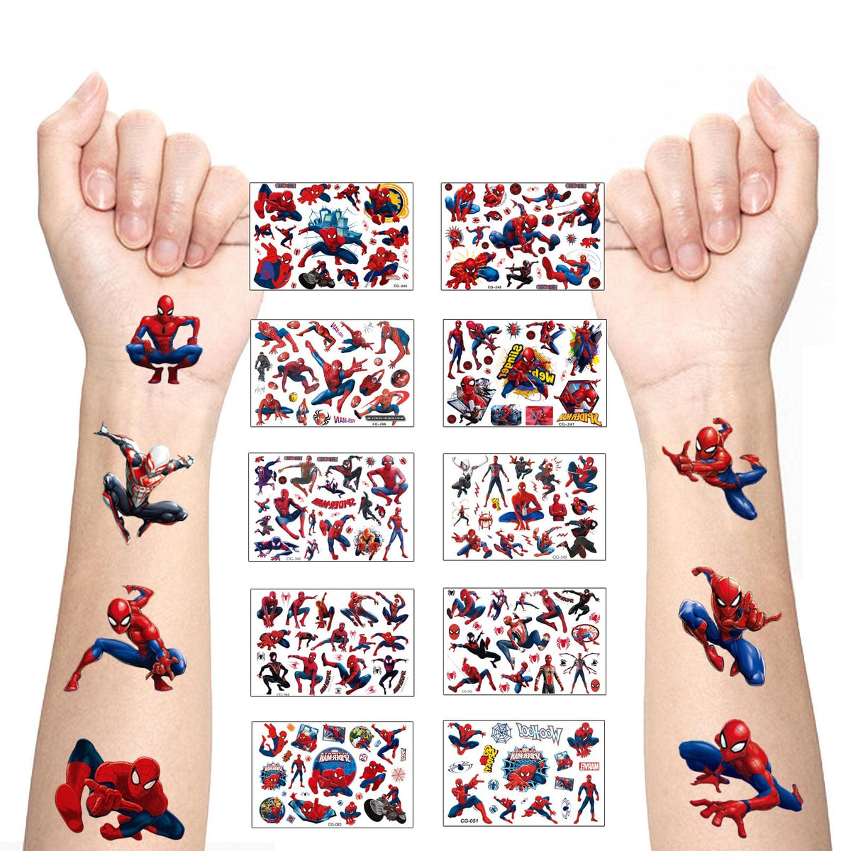 10 Sheet Spiderman Temporary Tattoos for Kids,Super Hero Spiderman Party Bag Filler Favors Cute Fake Tattoos Stickers for Kids Boys Girls School Rewards Gifts