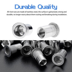 HSEAMALL 150PCS M4 Rivet Nuts Stainless Steel Rivnut Threaded Insert Nut Riveter Set Blind Rivet Nut Assortment For Metal, Wood,Aluminium