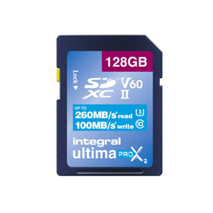 Integral 128GB UHS-II SD Card V60 Up to 260MBs Read and 100MBs Write Speed 1733X SDXC Professional High Speed Memory Card