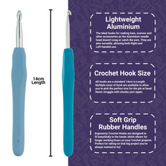 The Quilted Bear Crochet Hooks - Ergonomic Soft Grip Silicone Rubber Handle Crochet Hooks for Knitting & Crochet Great for Beginners with Full Range of Hook Sizes Available! (6.5mm Crochet Hook)