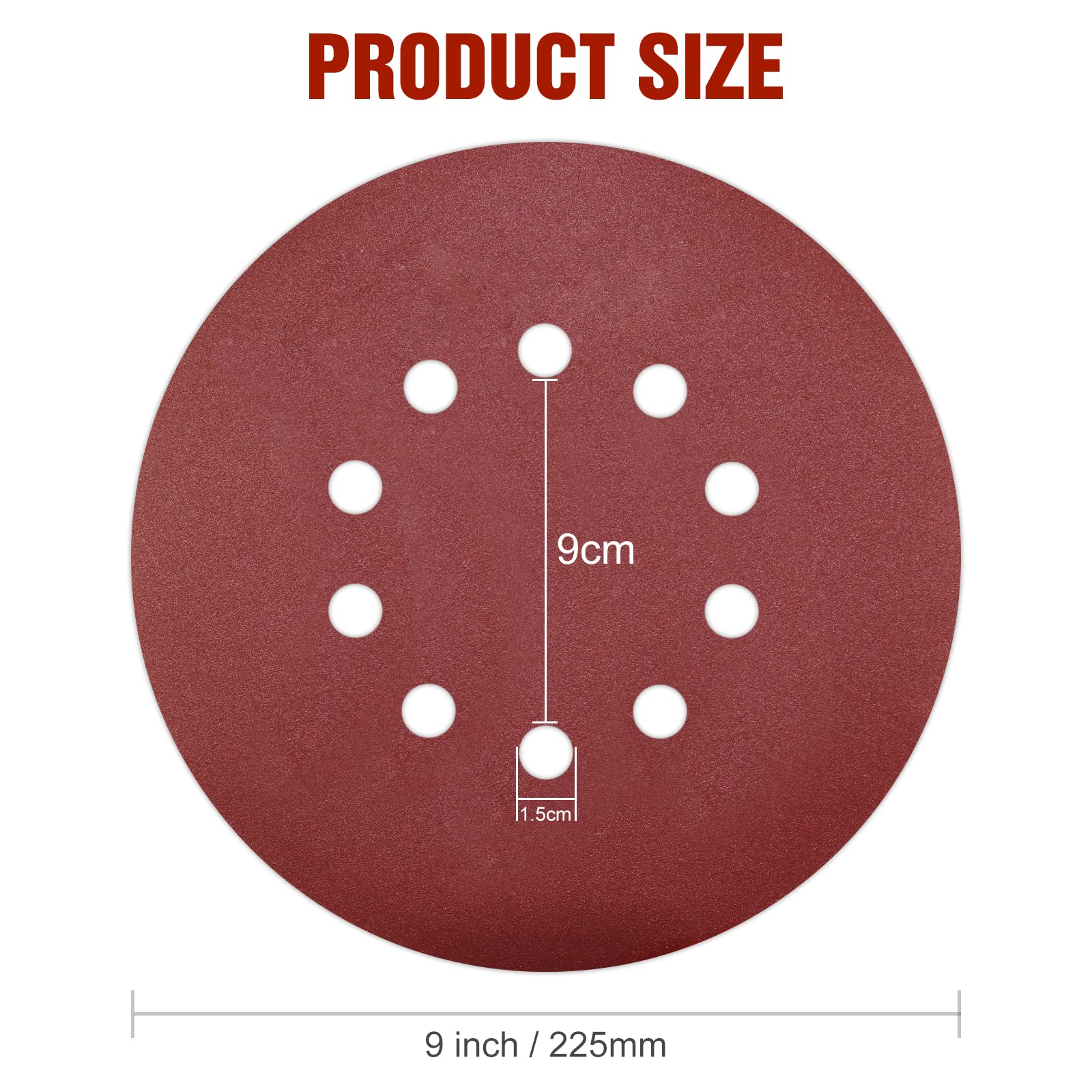 KONGMING 225mm sanding disc 10 Pcs 10 Hole Hook and Loop Grit P240 Sanding pads 9 inch sandpaper for Drywall Sander Long Neck Sander Sanding Giraffe