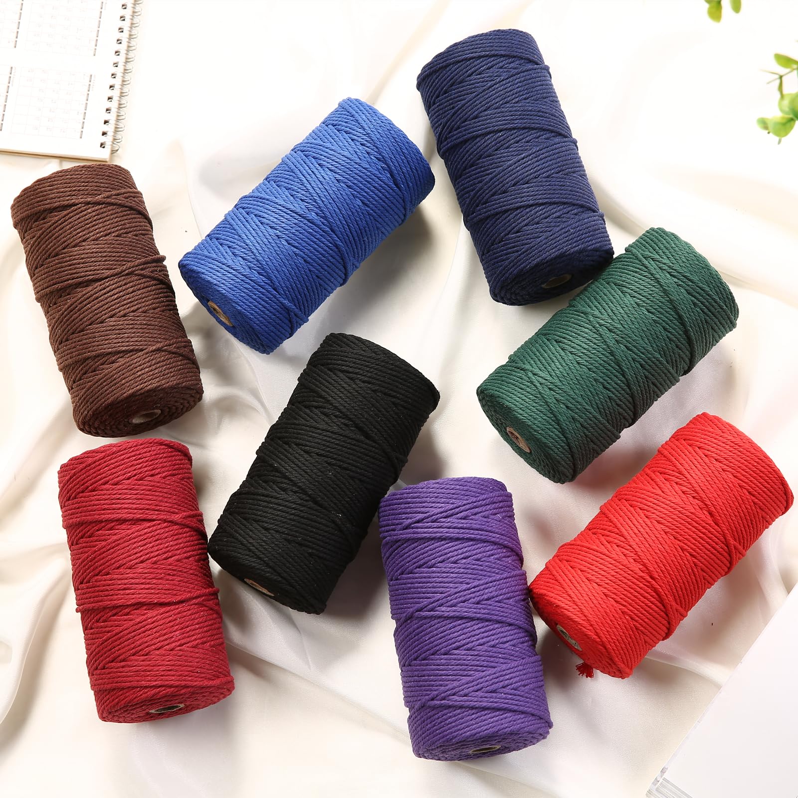 GOHOF Macrame Cord 3mm x 150m Premium Cotton Macrame Rope, 4 Strand Twisted Soft Cotton Cord, One of The Most Perfect Materials for Macrame Art, Cotton String Without Chemicals (Purple)