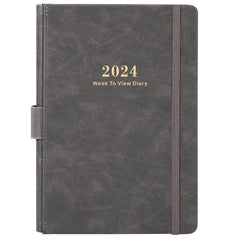 Diary 2024 - Diary 2024 A5 Week to View from January 2024 to December 2024, 14.6 X 21 cm, A5 Premium Thicker Paper with Pen Holder, Inner Pocket and 40 Notes Pages