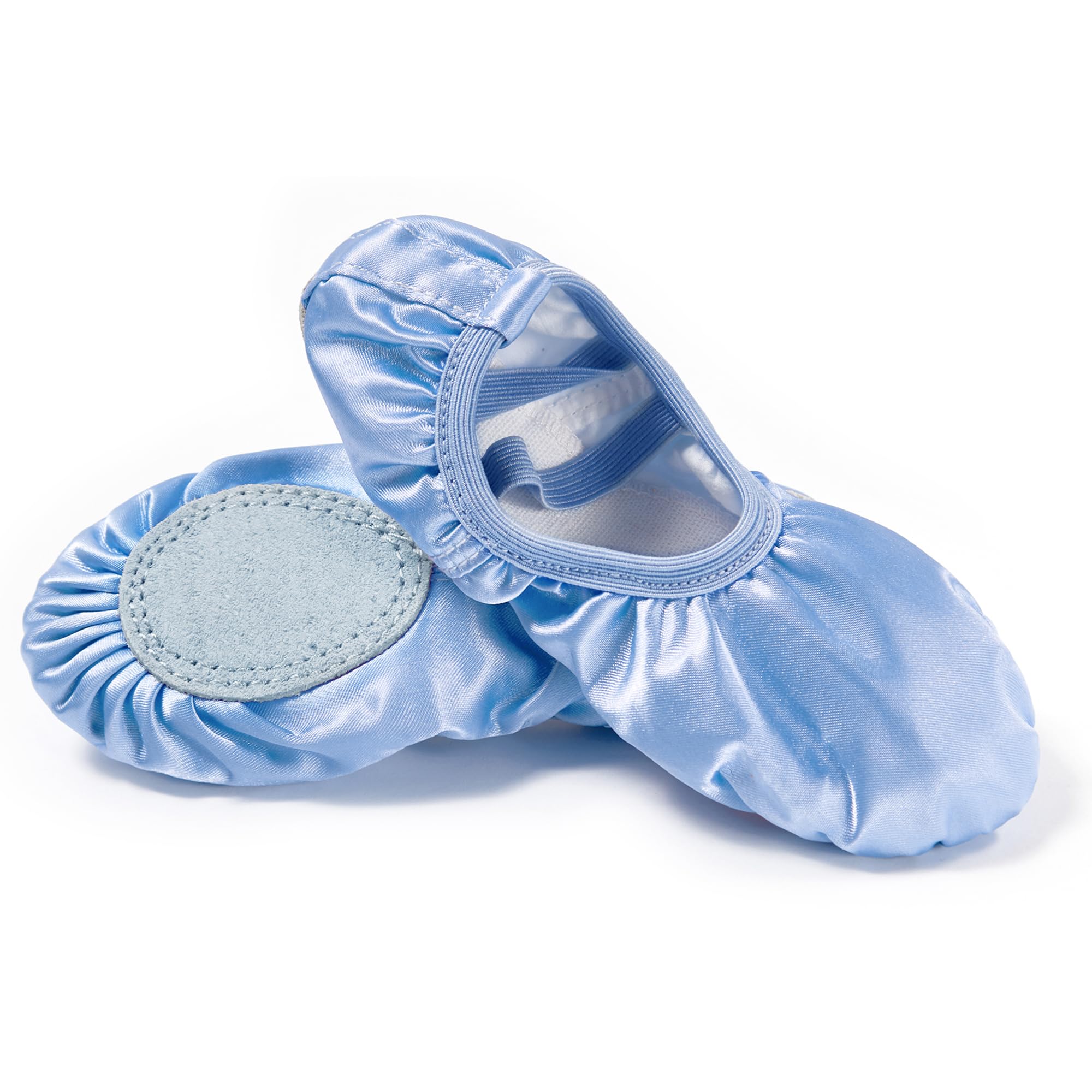 APTRO Ballet Shoes Split Sole with Satin Gymnastics Dance Shoes Flats for Girls Adults Light Blue, 8.5 UK Child,26