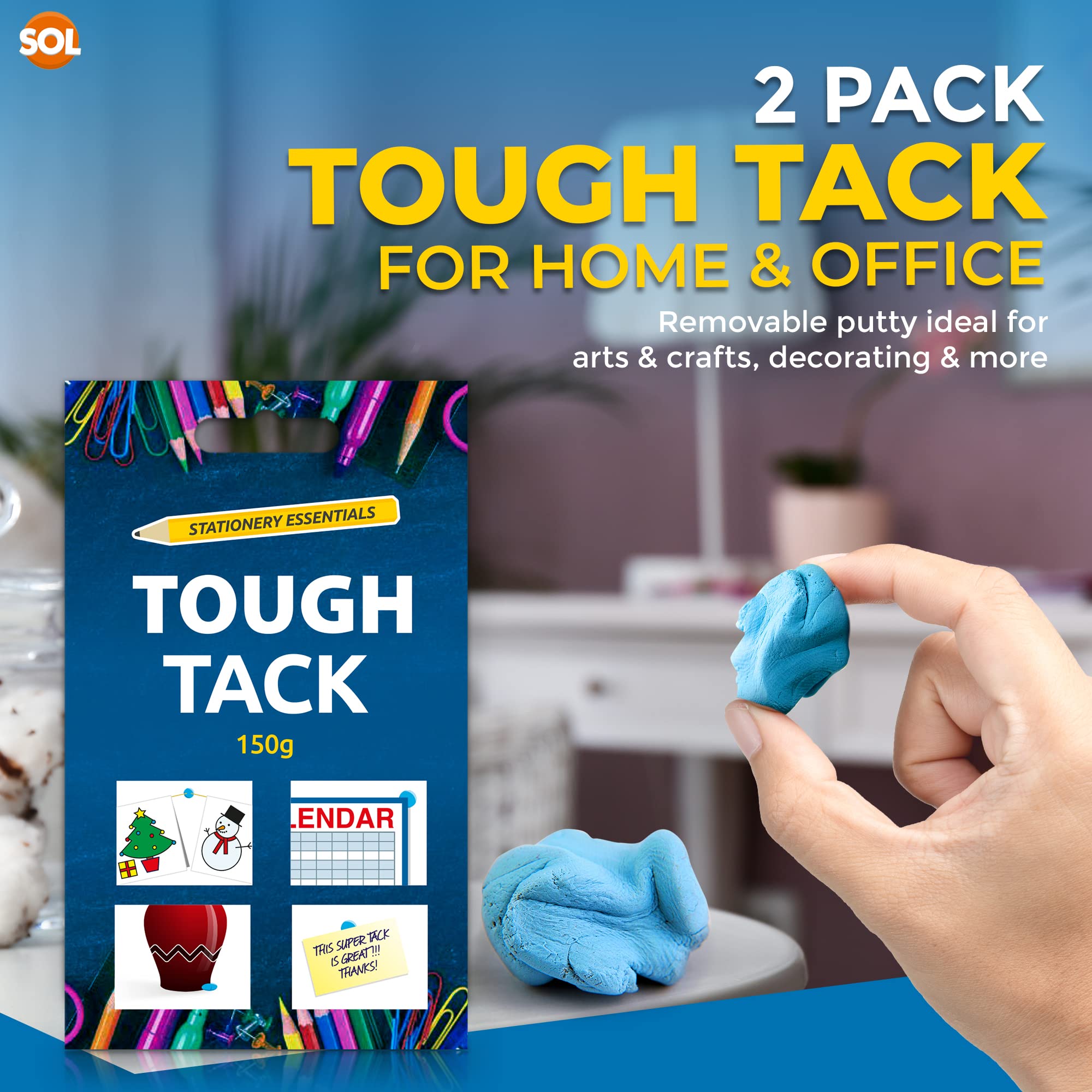 150g Tough Tack for Walls No Mark   Multipurpose Reusable Adhesive Putty   Clean & Easy to Use, Washproof Invisible, Non-Toxic, No Mark, Handy Size