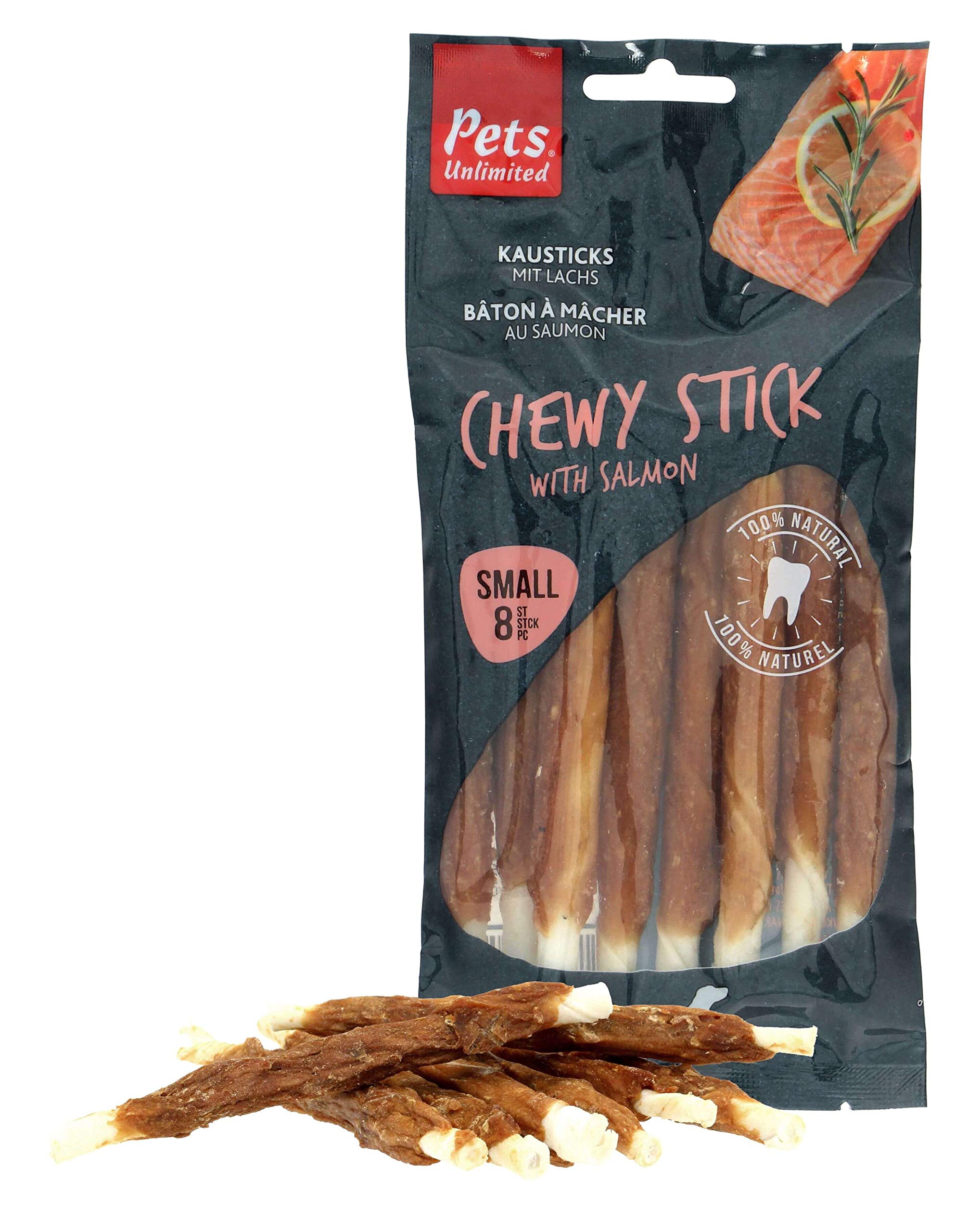 Pets Unlimited Chewy Sticks with Salmon, 8pc transparent