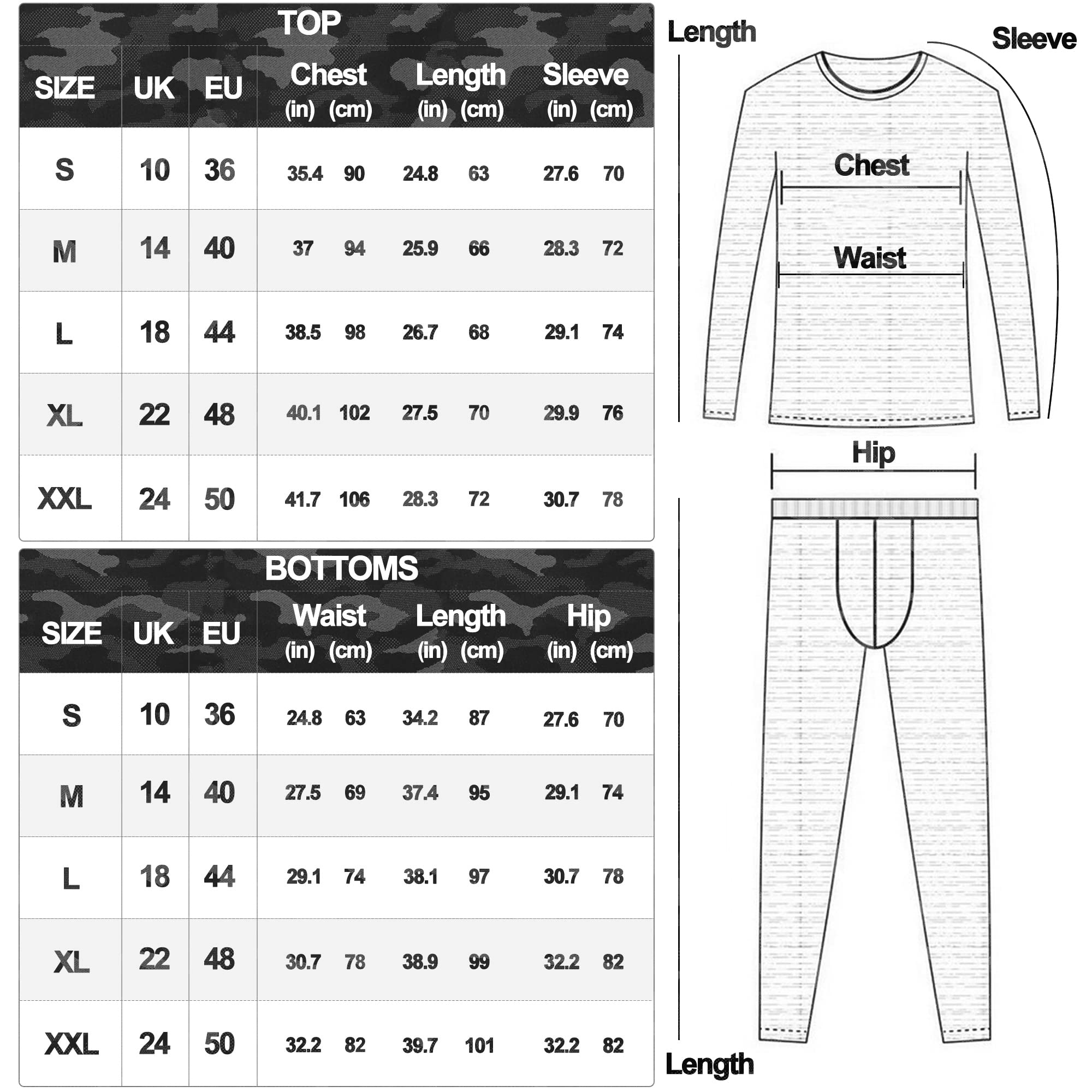 UNIQUEBELLA Mens Thermal Underwear Set Long Sleeve Tops Long Johns Thermal Base Layer Bottom Fleece Lined Quick Drying