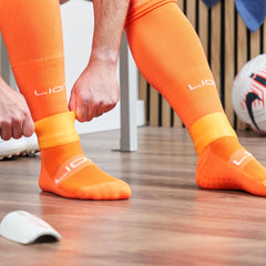 Silicone Football Leg Bands For Adults & Kids - The Tape Alternative To Hold Shin Pads In Place To Match Your Kit (Orange)