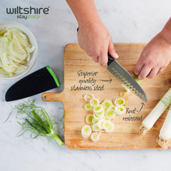 Wiltshire Staysharp Triple Rivet Santoku Knife 15cm6,Kitchen Knife with Built-in Sharpener,Keep Your Knife Sharp at All Times,Slim Design Scabbard,Ergonomic Triple Rivet Handle,10 Year Guarantee