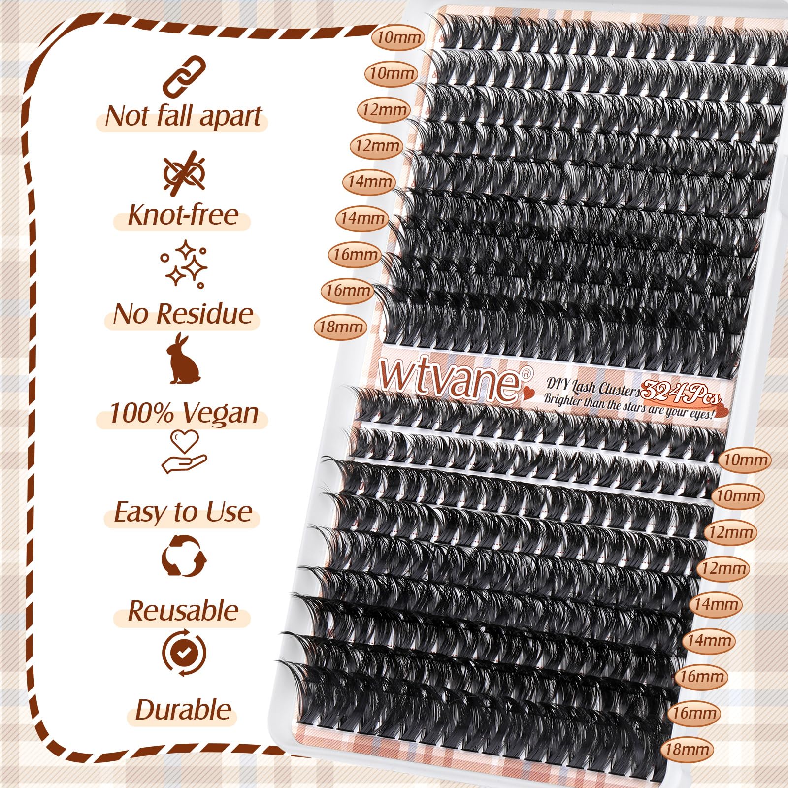 wtvane Thick Individual Eyelashes 80Dand100D Cluster Lashes 324PCS False Eyelashes Clusters D Curl Wispy Lashes Individual Cluster 10-18MM Fluffy Lash Extensions (80Dand100D-0.07D-10-18MIX-324PCS)