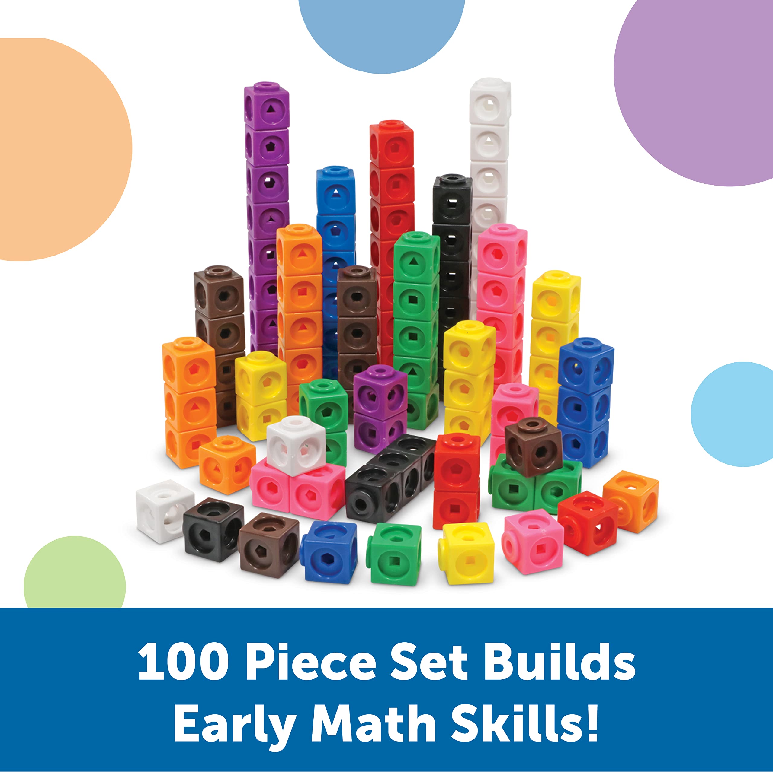 Learning Resources MathLink Cubes (Set of 100) Linking/ Counting Block Set, Early Math Skills, for School & Home Maths Learning Ages 5and