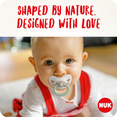 NUK Signature Baby Dummy   0-6 Months   Soothes 95% of Babies   Heart-Shaped BPA-Free Silicone Soothers   Includes Case   Green Stars   2 Count