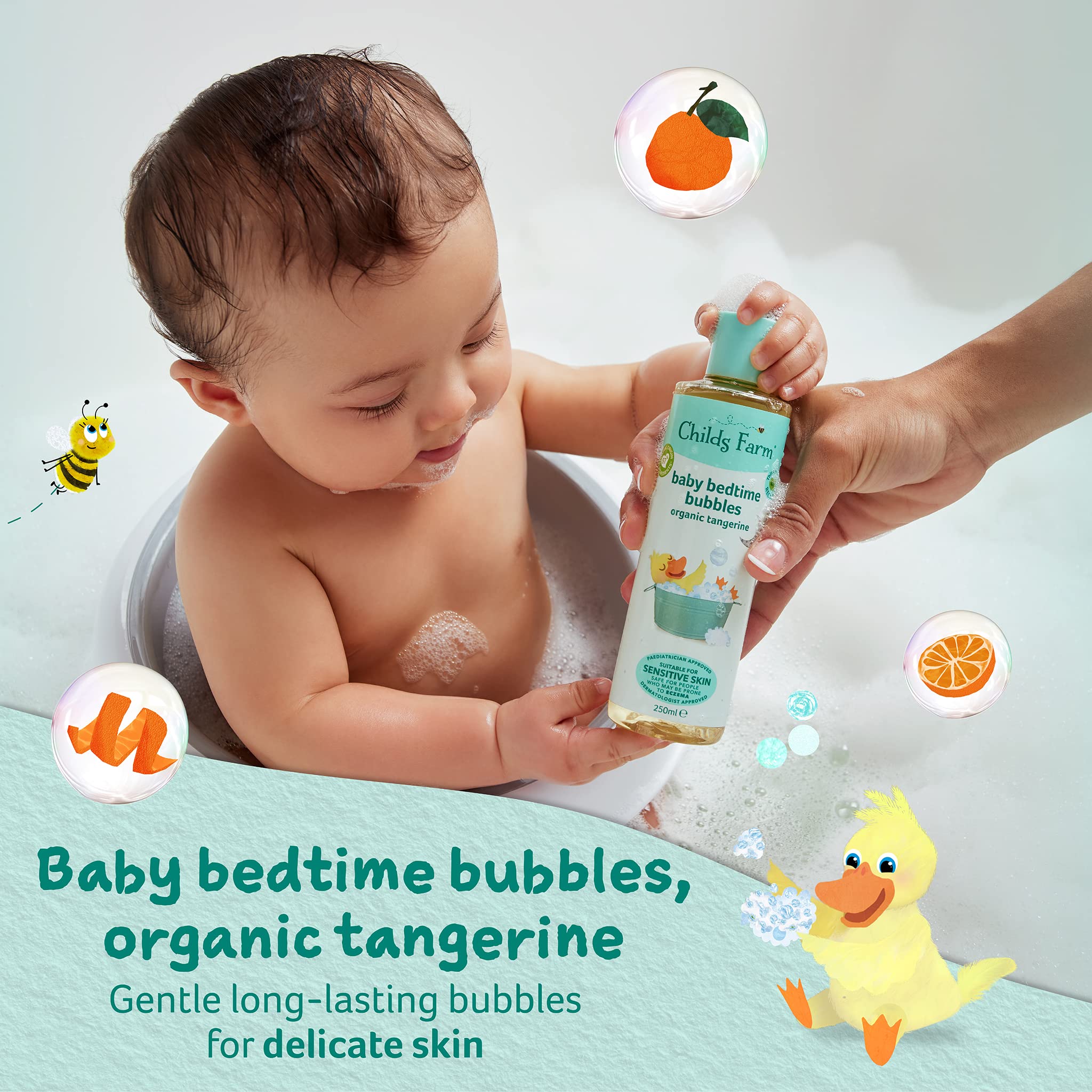 Childs Farm Organic Tangerine Baby Bedtime Bubble Bath   Bulk Refill 2.5L   Gently Cleanses & Soothes, Suitable for Newborns with Dry, Sensitive & Eczema-prone Skin