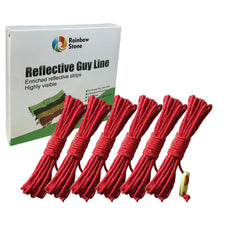 RainbowStone Enhanced Highly Visible Reflective Guy Rope with Luminescent Tensioner 6 * 4m Empire Red