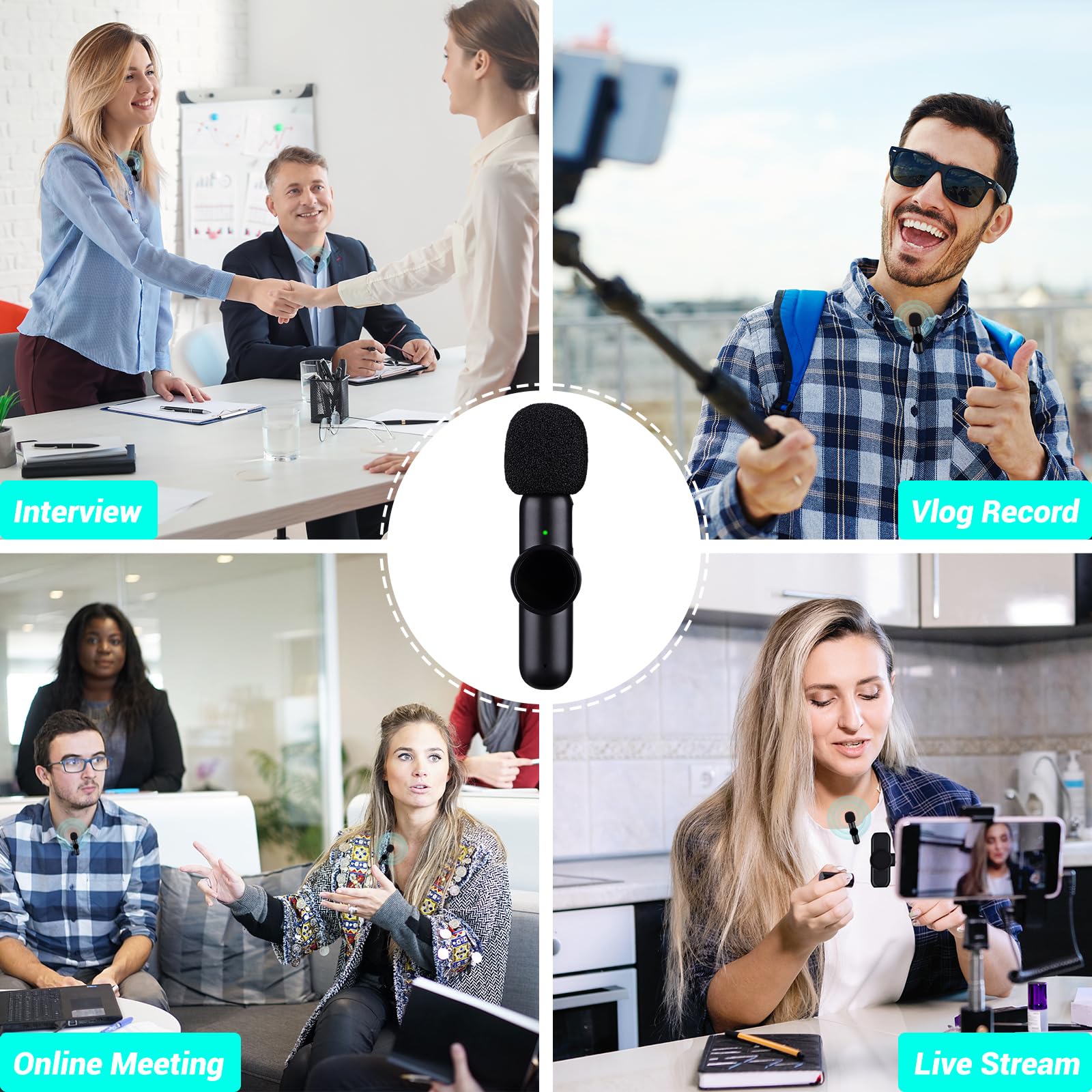 INKBIRDPLUS Wireless Microphones, Mini Lavalier Microphone, Plug-Play Microphone for Video Recording, Vlogging, Interview, Livestream