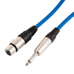 Female XLR to 6.35mm 1/4 inches Mono Jack Lead/Microphone/Signal Cable / 6 Colours 3m Blue