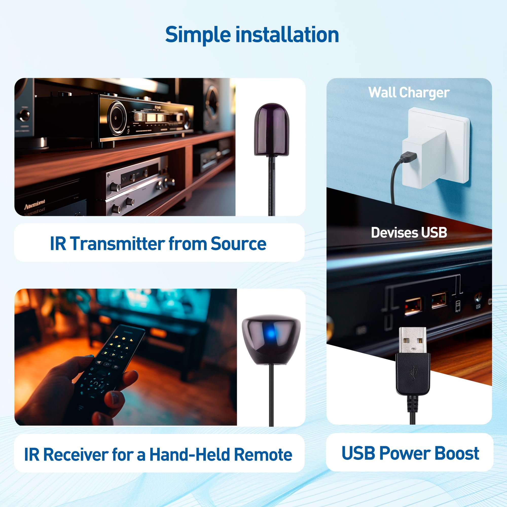 Cable Matters Infrared Remote Extender Cable 3m (IR extender, IR Blaster), IR Repeater Cable - 3m