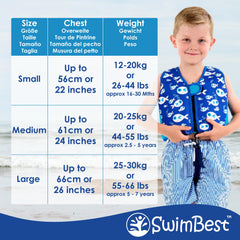 SwimBest Swim Vest - Swim Jacket/Buoyancy Aid with Safety Strap for ages 1.5-7 years old with Removeable Floats (Power of Flowers, Medium)