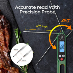 Digital Meat Thermometers for Air Fryers Cooking, Food Thermometer Instant Read BBQ Cooking Thermometer with Foldable Long Probe and Backlight Screen Magnetic Back for Kitchen,Milk(Battery Included)