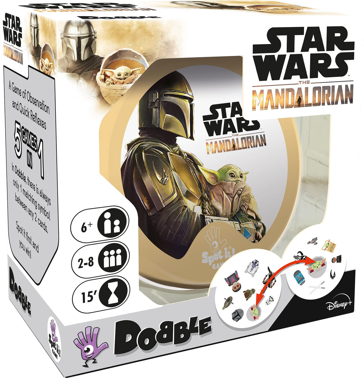 Asmodee   Dobble Star Wars Mandalorian   Card Game   Ages 6and   2-8 Players   15 Minutes Playing Time