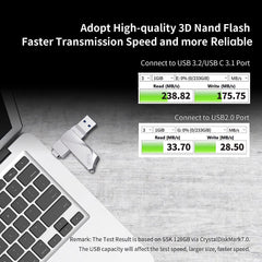 SSK 64GB USB C Flash Drive up to 200MB/s Transfer Speed Dual Connectors 2 in 1 Type CandUSB 3.2 Thumb(Jump) Drive Memory Stick Thunderbolt 3 Compatible for Android Phone,Macbook/Pro/Air,and more