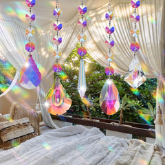 olyee Sun Catchers for Windows, Hanging Crystals Decorations for Home Droplets for Chandeliers Garden Ornaments Light Suncatchers Rainbow Maker for Party Wedding Decro