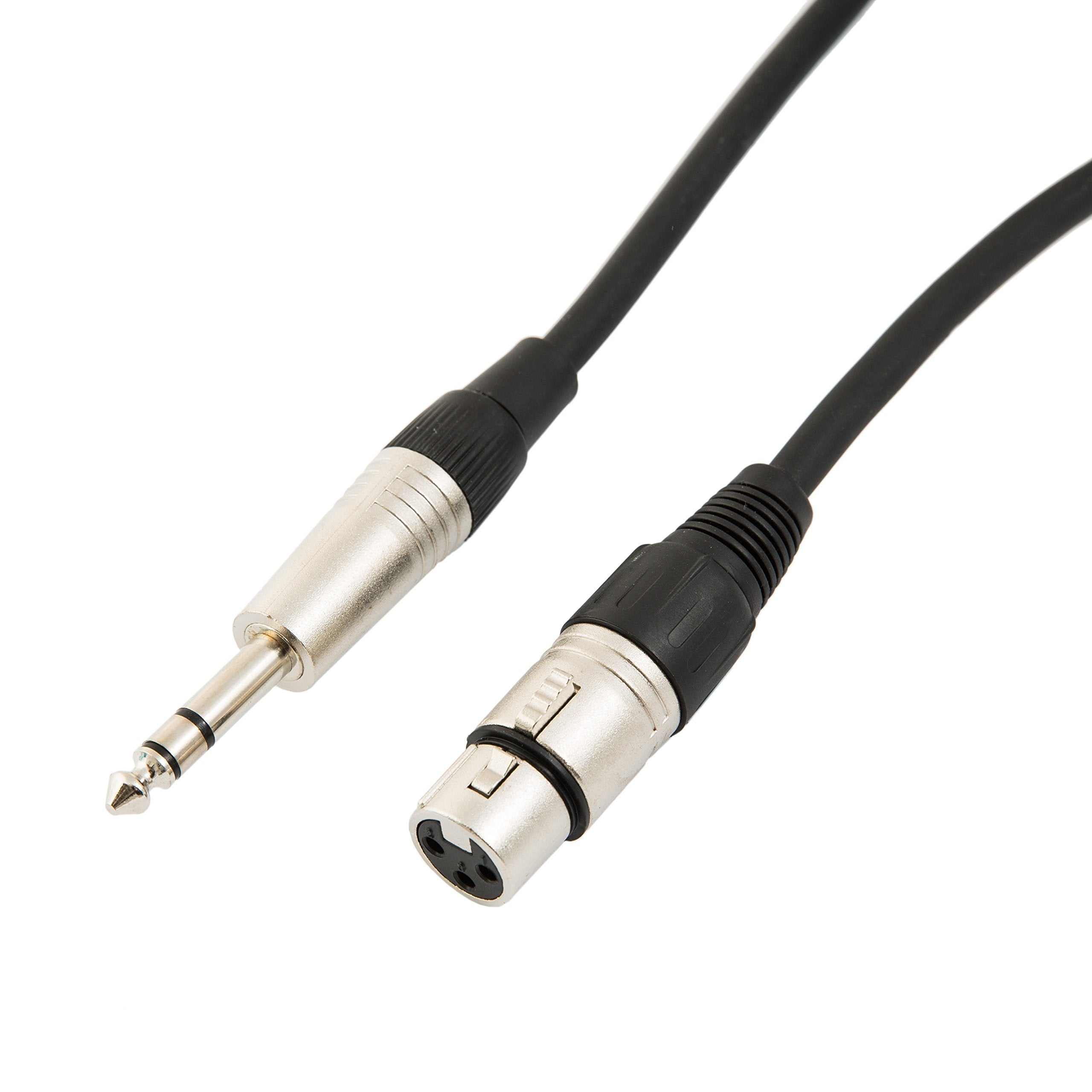 Female XLR to 6.35mm Stereo TRS Jack Lead/Balanced Signal/Audio Patch Cable 1m Black