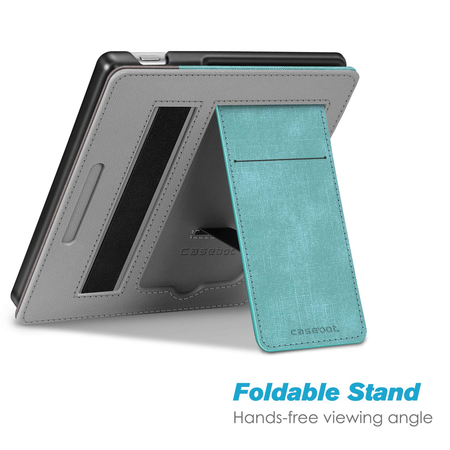 FINTIE Stand Case for All-new Kindle Oasis (10th Generation, 2019 Release & 9th Generation, 2017 Release) - Premium PU Leather Protective Sleeve Cover with Card Slot and Hand Strap, Denim Turquoise