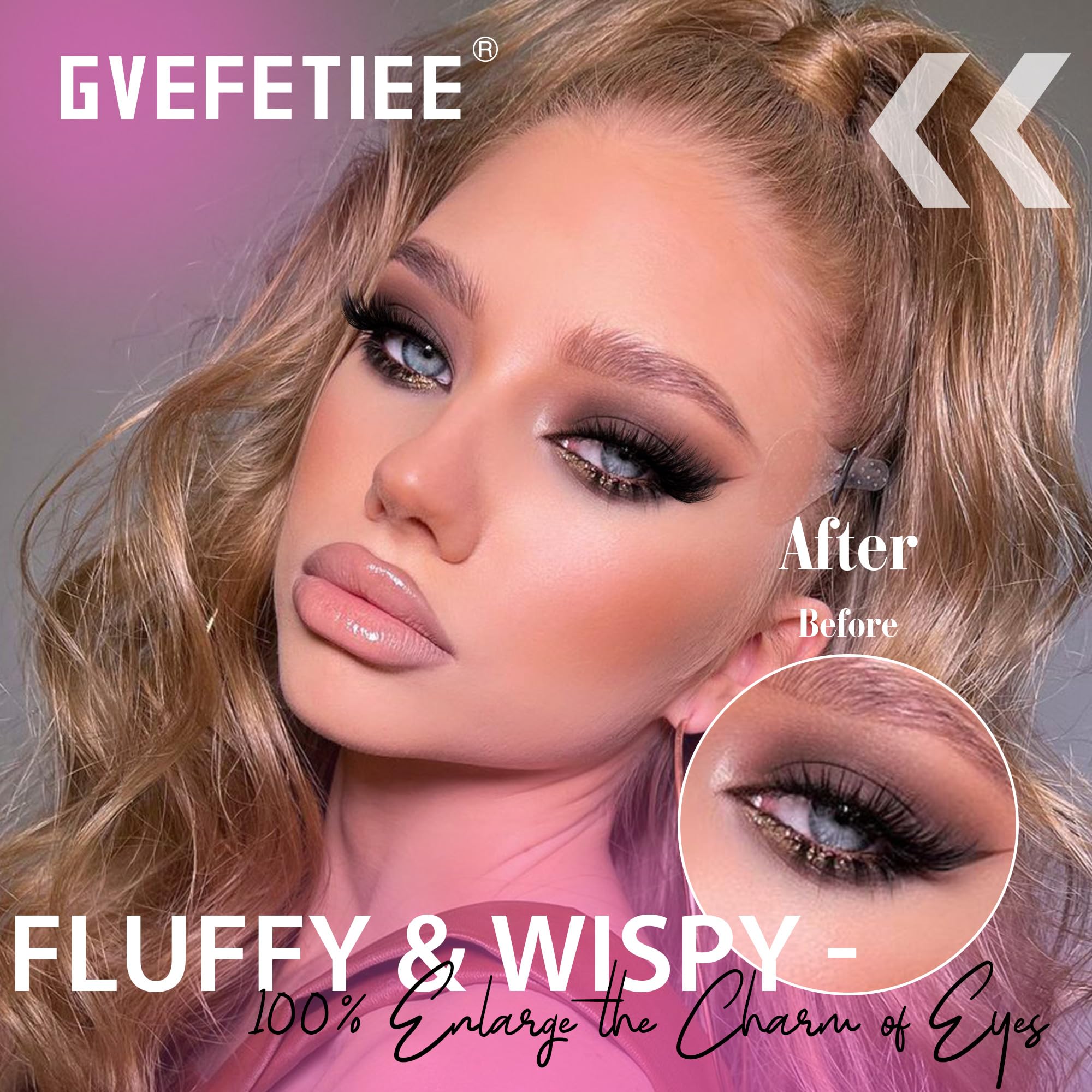 Fox Eye Lashes Wispy Eyelashes Natural Look Clear Band Lashes Fluffy Faux Mink Lashes Natural False Lashes Pack by GVEFETIEE 8 Pairs