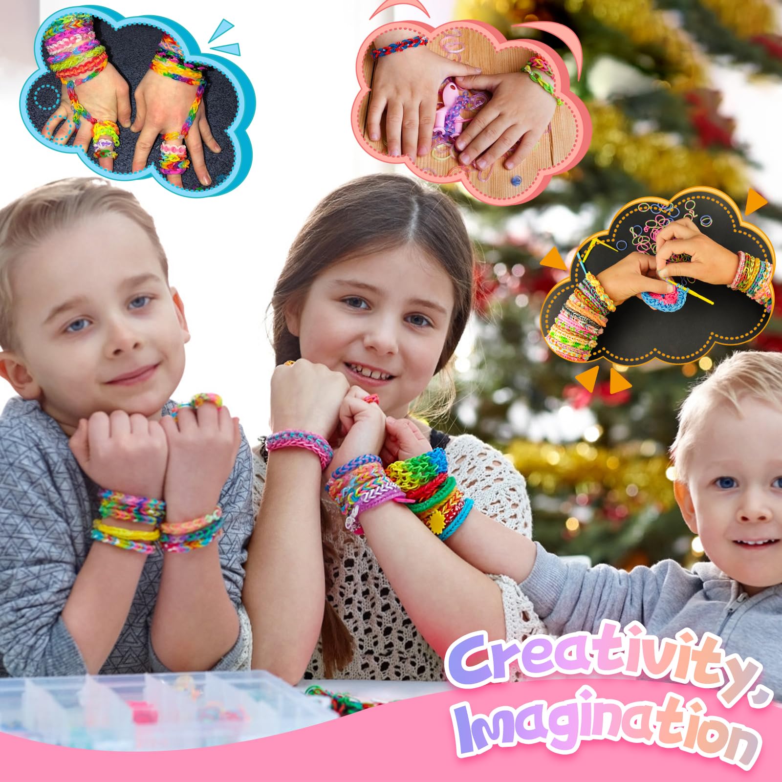 3500and Loom Bands, 40 Colors Loom Bands Kit with Clips Charms Beads and Accessories, Loombands for DIY Friendship Bracelet Making Kits, Craft Kits, Birthday Gift for Kids Boys Girls Age 3 4 5 6 7