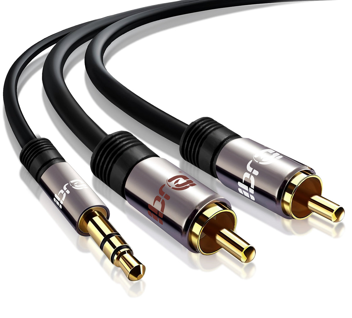 IBRA RCA Audio Cable, 2 RCA Phono Male to 3.5mm Male Headphone Jack Aux Stereo Y Splitter Lead for Speaker, Phone, Hi-Fi Amplifier, DJ Controller, Turntable, TV, Car Stereo - 2m