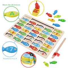 NASHRIO Fishing Toys for Toddlers - Fine Motor Skills Toys for 3 Year Old C Fishing Game Puzzle with Numbers and Letters Fun and Interactive Fishing (small)