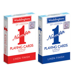 Waddingtons Number 1 Playing Card Game, play with one of red or blue deck of cards, great travel companion, gifts and toys for Boys, Girls and adults. (Pack of 2)