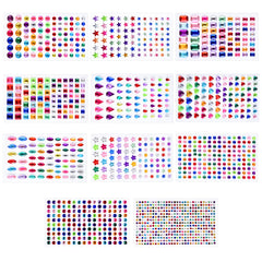 Gem Stickers, 1405Pcs Rhinestone Stickers Stick on Gems for Crafts Self Adhesive Jewels with Multicolor and Assorted Size