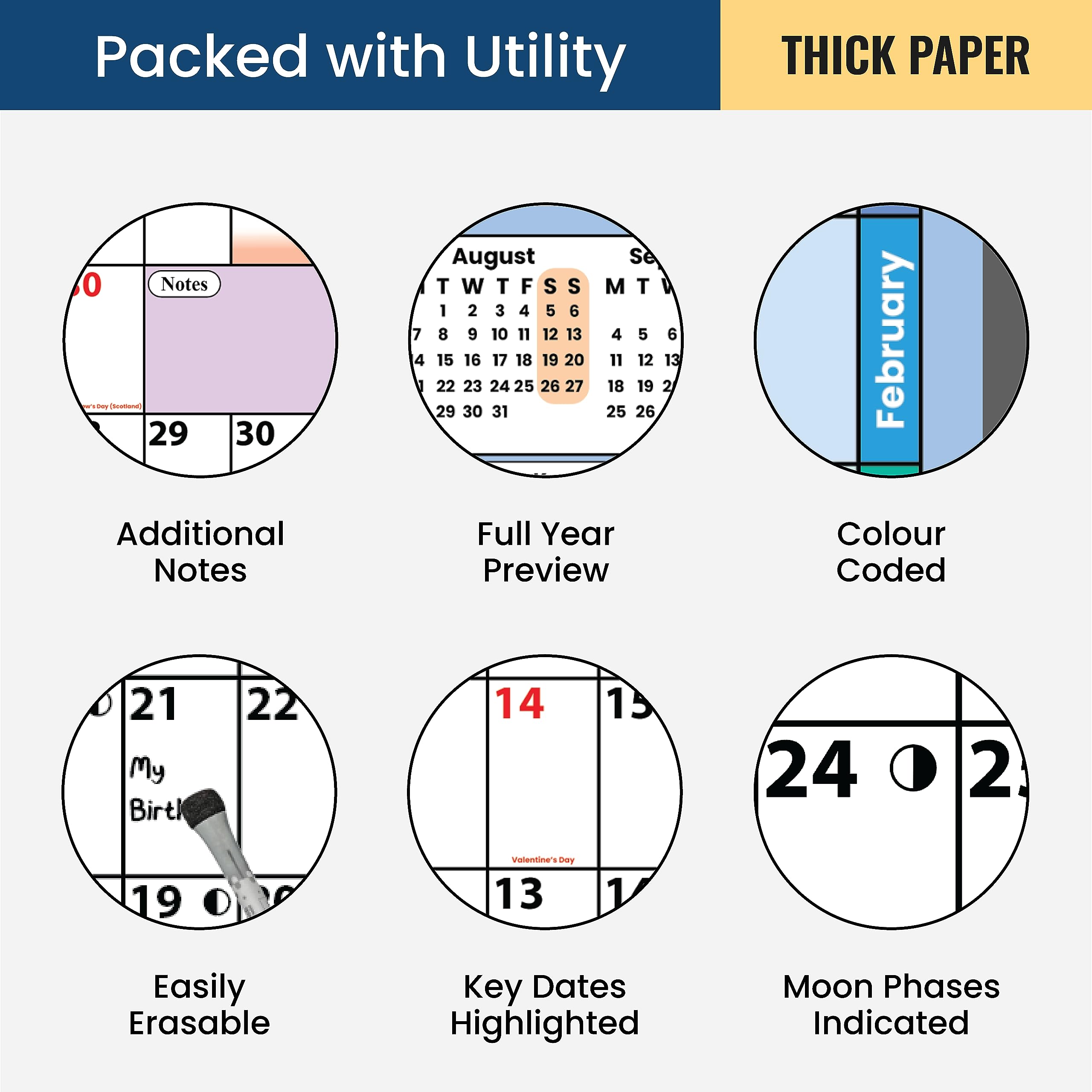 2025 Wall Planner Set Large A1 (90 x 58cm) Laminated Folded Thick Wall Calendar Includes Marker & Glue Dots for Mounting Runs Jan - Dec by Glacient