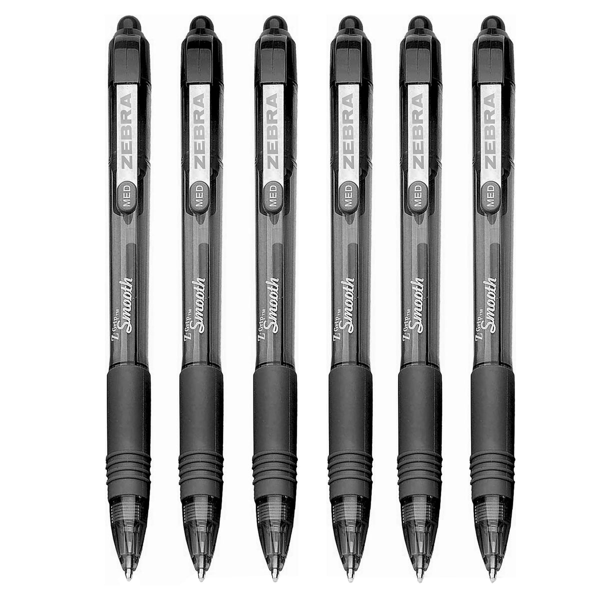 Zebra Z-Grip Smooth - Retractable Ballpoint Pen - Pack of 6 - Black