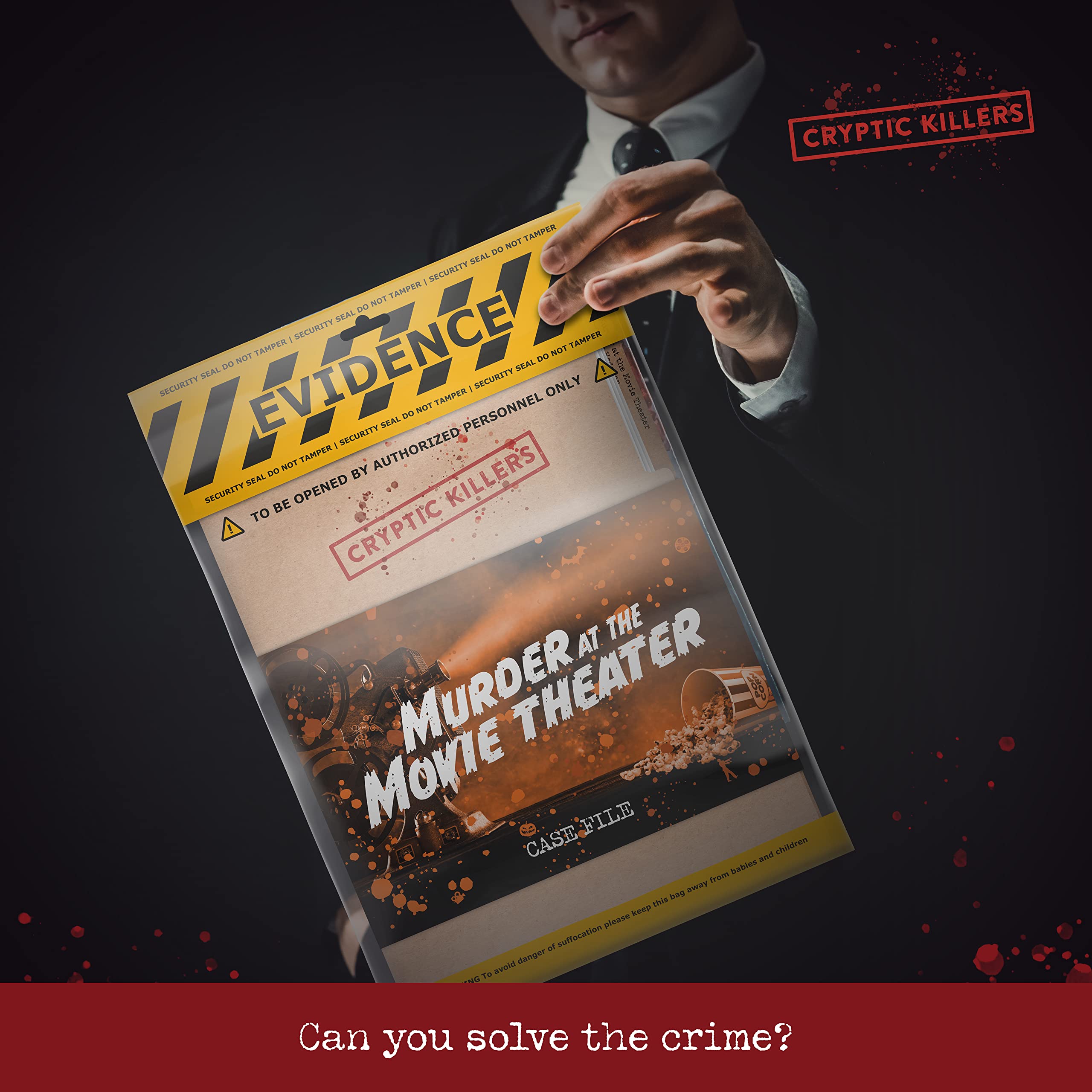 Cryptic Killers Unsolved mystery game - Cold Case Files Investigation - Detective clues/evidence - Solve the crime - Individuals, date nights & party groups - Murder at the Movie Theater