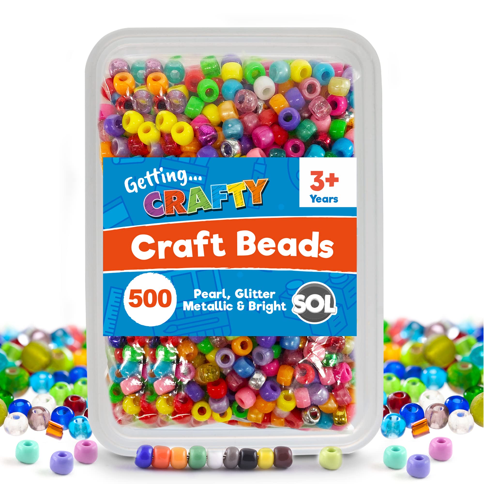 500Pcs Pony Beads   Beads for Jewellery Making   Kandi Beads   Hair Beads for Braids   Small Plastic Beads   Beads for crafting   Colourful Beads   Rainbow Craft Beads for Kids   Beads for Crafting