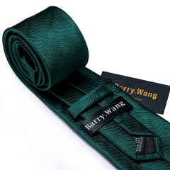 Barry.Wang Solid Green Mens Ties Designer Necktie Pocket Square Cufflinks Silk Set