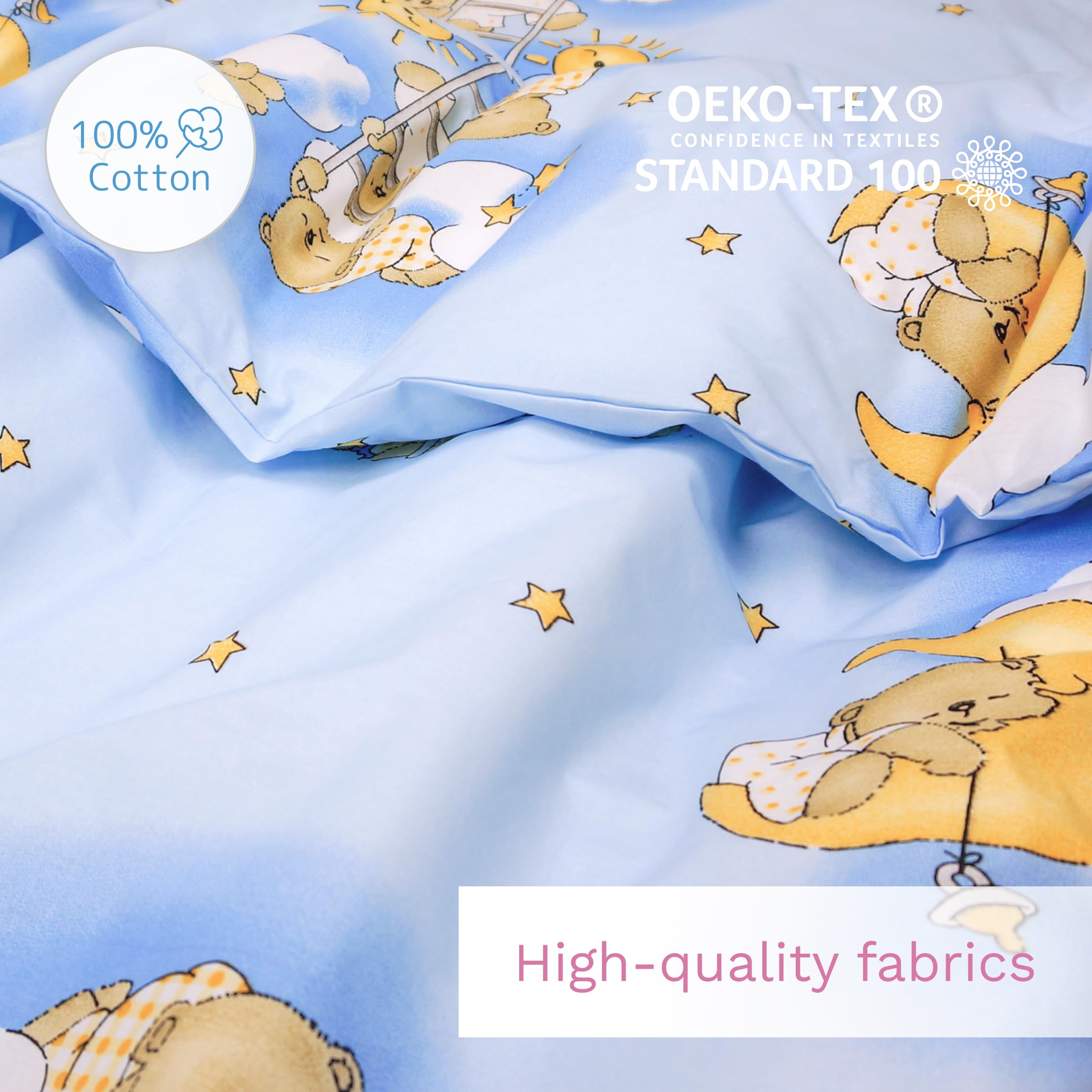 2 Piece Baby Kids Bedding Set 120x90 cm Duvet Cover & Pillowcase for Toddler Cot (Ladders Blue)