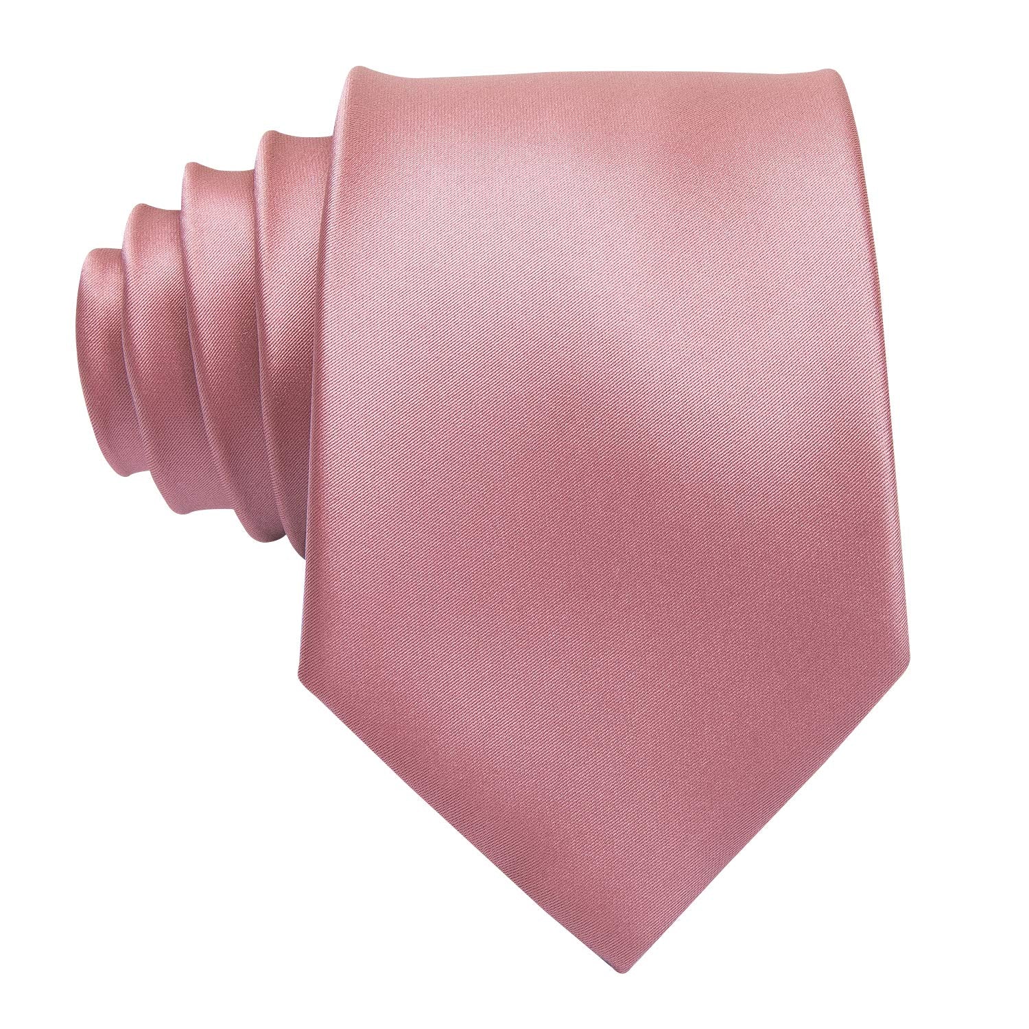 Dubulle Rose Gold Ties for Men Solid Pink Necktie Handkerchief Cufflinks Mens Ties Set Wedding