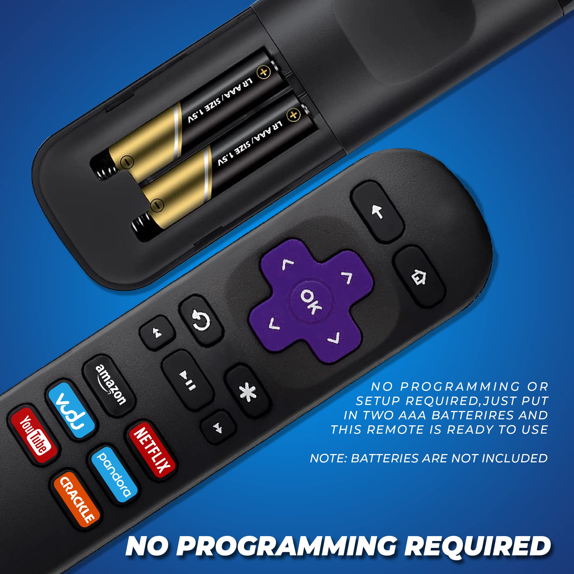 Roku Remote Control Replacement For Roku 1, Roku 2, Roku 3, Roku 4, Roku Lt, Hd, Xd, Xs, Roku Premiere, And Roku Ultra, Roku Tv Remote Replacement Has 6 Streaming Buttons And No Setup Need Roku Remote