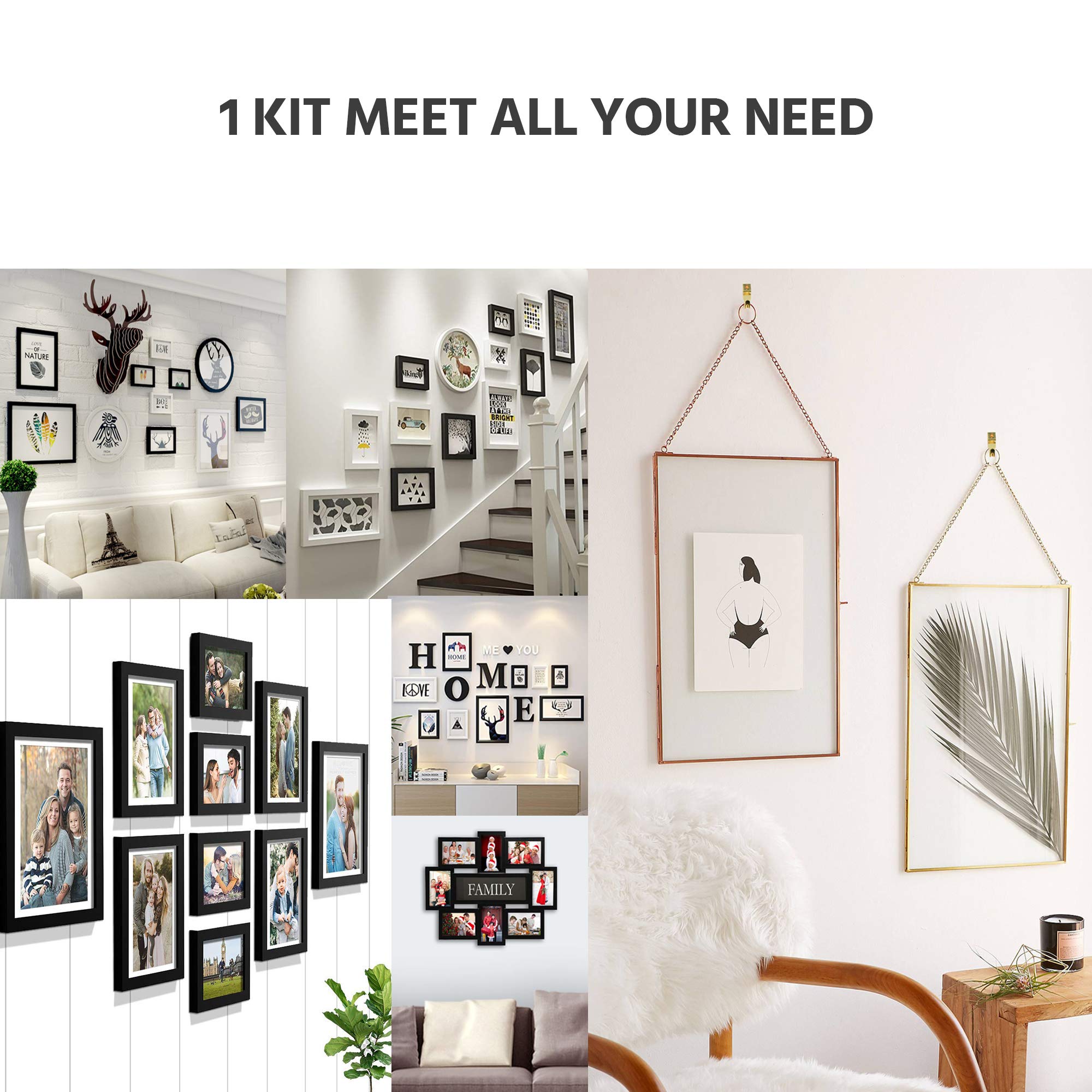 StayUnique1 - 265 PCs Heavy Duty Picture Hooks - Rustproof Picture Hanging Kit with Saw Tooth, D-Ring, Nails with Screws for Mirrors, Picture Frames & Paintings