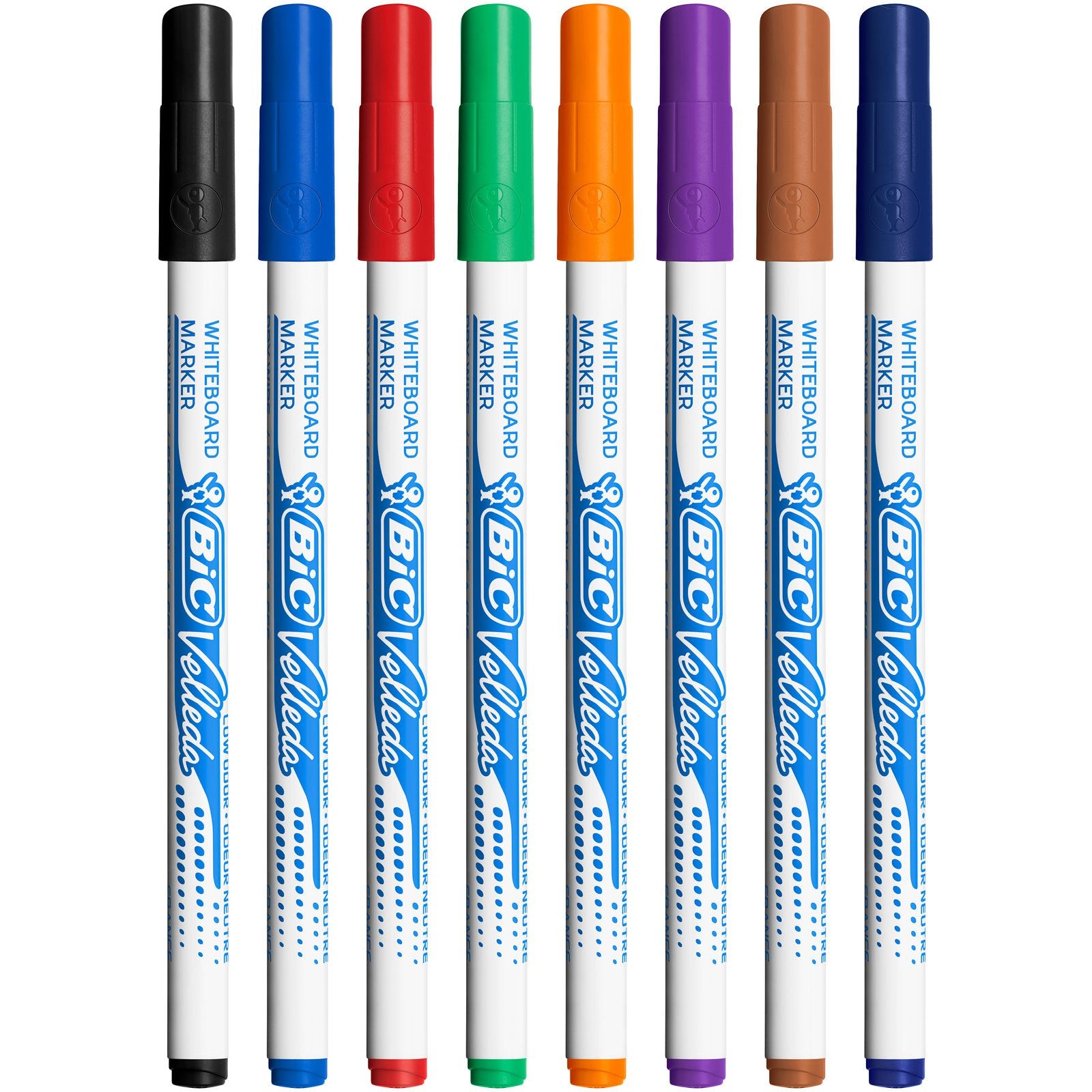 BIC Velleda Whiteboard Pens, Dry Wipe Markers in Black, low odour and with resistant, thin tip, Pack of 2