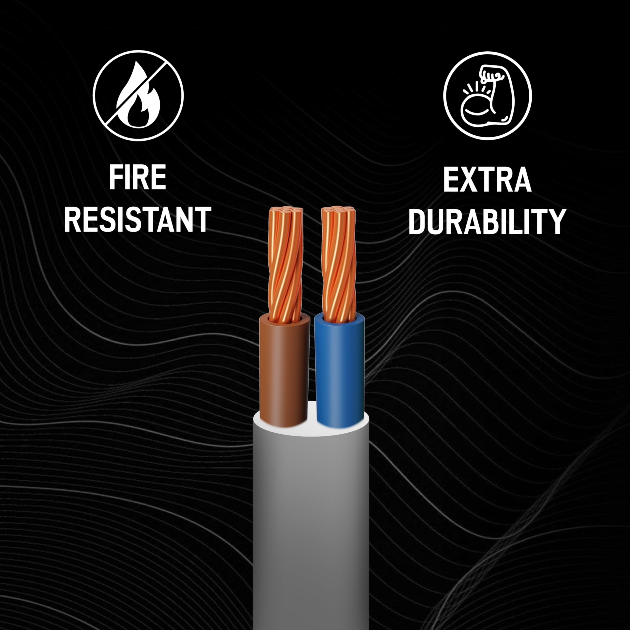 Primes DIY 2 Core Round White Flex Flexible Cable, stranded electrical copper wire, Insulated Flexible PVC Wire, Stranded Wire High Temperature Resistance, 3182Y BASEC Approved 0.75mm(1 Meter)