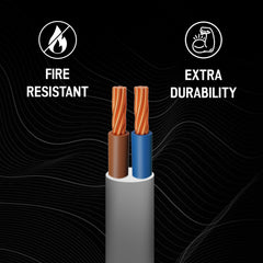 Primes DIY 2 Core Round White Flex Flexible Cable, stranded electrical copper wire, Insulated Flexible PVC Wire, Stranded Wire High Temperature Resistance, 3182Y BASEC Approved 1mm(2 Meter)